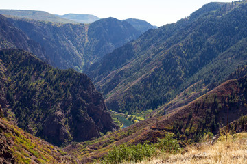 Fototapeta na wymiar The Gunnison River flows through the Black Canyon of the Gunnison National Park in Colorado