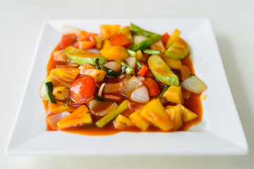 Stir-Fried Vegetables With Sweet And Sour Sauce