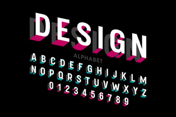 Modern font design, alphabet letters and numbers