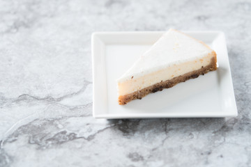 Vanilla bean cheesecake slice