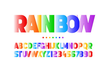 Colorful font design, alphabet letters and numbers