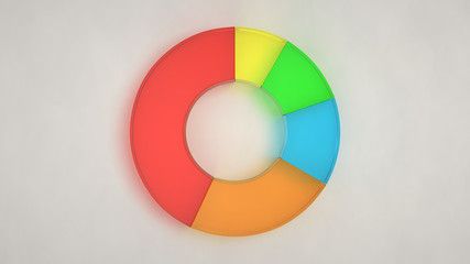 Glass ring pie chart on white background