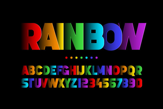 Colorful font design, alphabet letters and numbers