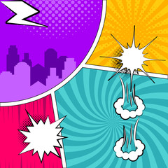 Colored comic pages with halftone effects