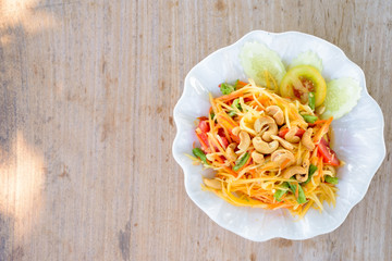 Delicious Green Papaya Salad Popular Traditional Thai Dish