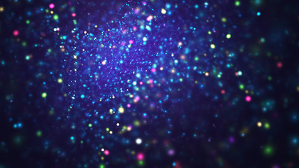 Abstract blue sparkling holiday background. Digital fractal art. 3d rendering.