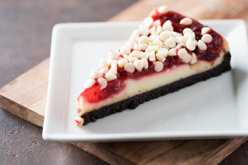 White chocolate rasberry cheesecake