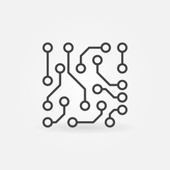 Circuit board vector icon in thin line style 