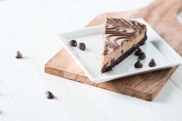 Chocolate peanut butter swirl cheesecake dessert