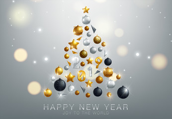 vector illustration of christmas 2019 background with christmas ball