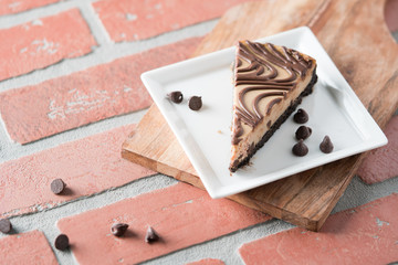 Chocolate peanut butter swirl cheesecake dessert