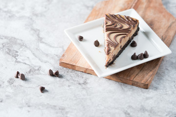 Chocolate peanut butter swirl cheesecake dessert