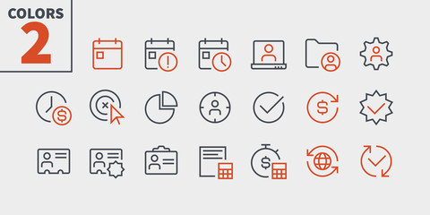 Business UI Pixel Perfect Well-crafted Vector Thin Line Icons 48x48 Ready for 24x24 Grid for Web Graphics and Apps with Editable Stroke. Simple Minimal Pictogram Part 3-6