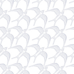 Seamless pattern background with linear swallows.