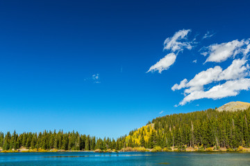 Beautiful autumn scenery in Telluride, Colorado, on a bright autumn day