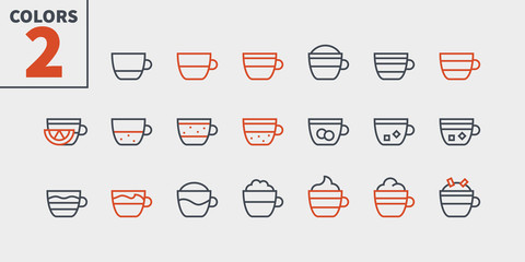 Coffee Types Food UI Pixel Perfect Well-crafted Vector Thin Line Icons 48x48 Ready for 24x24 Grid for Web Graphics and Apps with Editable Stroke. Simple Minimal Pictogram Part 1-1