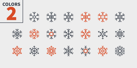 Fototapeta premium Snowflakes Pixel Perfect icons Well-crafted Vector Thin Line Icons 48x48 Ready for 24x24 Grid for Web Graphics and Apps. Part 1 Colors 2