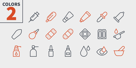 Medicine UI Pixel Perfect Well-crafted Vector Thin Line Icons 48x48 Ready for 24x24 Grid for Web Graphics and Apps with Editable Stroke. Simple Minimal Pictogram Part 2-3