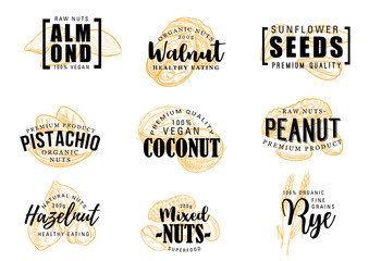 Fototapeta premium Nuts almond, coconut, peanut, hazelnut