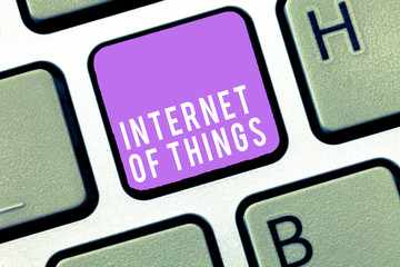 Text sign showing Internet Of Things. Conceptual photo connection of Devices to the Net to Send Receive Data.