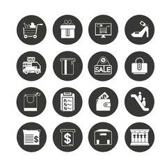 shopping icon set in circle buttons