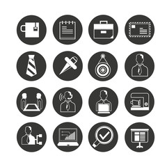 office icon set in circle buttons
