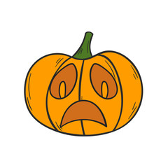 Vector cartoon hand drawn Halloween Pumpkin
