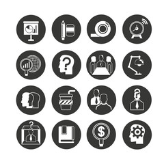 office icon set in circle buttons