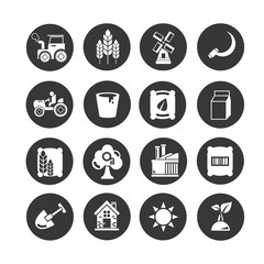 agriculture and farm icon set in circle buttons