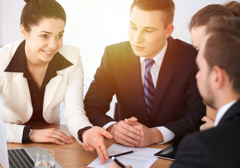 Business people at  meeting in office background. Successful negotiation of business team or lawyers