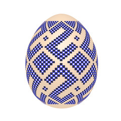 the easter egg with ukrainian cross-stitch ethnic pattern. pysanka ornament. isolated vector.