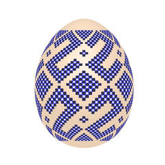 the easter egg with ukrainian cross-stitch ethnic pattern. pysanka ornament. isolated vector.