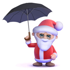 Vector 3d Santa under umbrella