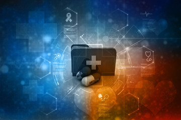 3d rendering tablets with medical folder