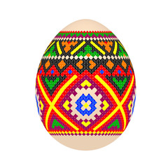 the easter egg with ukrainian cross-stitch ethnic pattern. pysanka ornament. isolated vector.