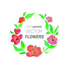Hand Painted Watercolor Vector Flowers