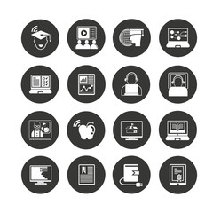 online learning icon set in circle button