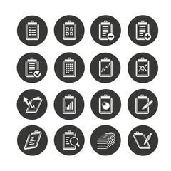 clipboard icon set in circle button