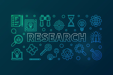 Fototapeta premium Research outline vector colored horizontal illustration