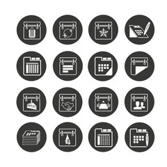 calendar icon set in circle button