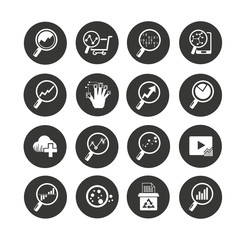 data analytics icon set in circle button