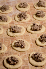 Process of preparation of pies with meat