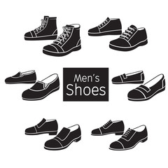 Collection Of Different Men's Shoes Pair, Monochrome, Footwear, Fashion, Objects