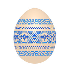 the easter egg with ukrainian cross-stitch ethnic pattern. pysanka ornament. isolated vector.