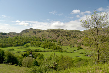 Fototapeta na wymiar View towards Easedale from summit of Helm Crag, Lake District