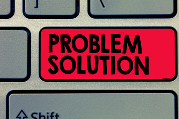 Fototapeta premium Writing note showing Problem Solution. Business photo showcasing solving consists of using generic methods in orderly manner.