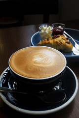 Hot coffee with Berry scone