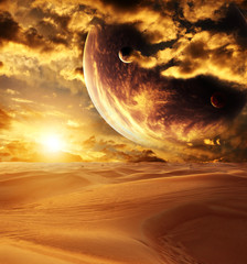 Sunset in desert
