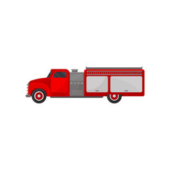 Fire truck vehicle, side view vector Illustration on a white background