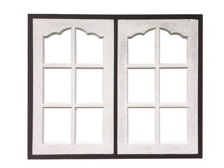 White wooden window for homes with clipping path.